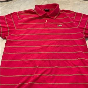Pink & Green Striped Le Tigre XL Short Sleeve Polo